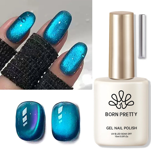 BORN PRETTY 15ml Tuberose Auroras Cat Magnetic Gel Nail Polish Gold Glitter Shine Soak Off UV Gel Nail Art Varnish NailSupplies