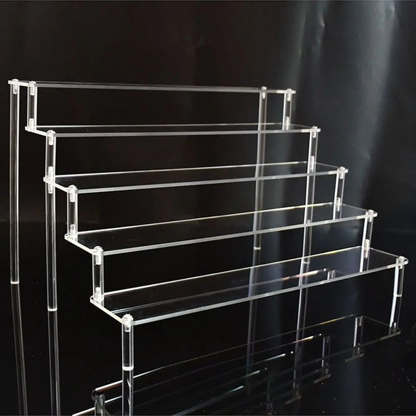 PVC Acrylic Display Stand Pottery Storage Rack Doll Clay Figurine Display Stand Transparent Ladder Makeup Organize Shelf Store