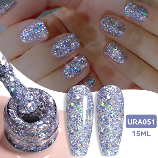 UR SUGAR 15ml Sparkling Glitter Series Gel Nail Polish Shiny Sliver Semi Permanent Soak Off UV Gel Nail Art Varnish Manicure