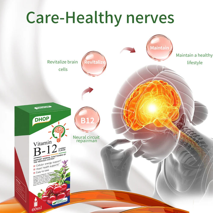 DHOP Vitamin B12 500mcg 60ml Liquid Healthcare Supplement Fast Absorpt