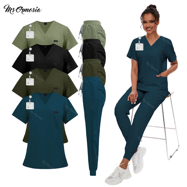 Multicolor Surgery Uniform Unisex Pockets Jogger Suit Medical Nurse Uniform Hospital Doctor Workwear Oral Dental Work Shirt Pant