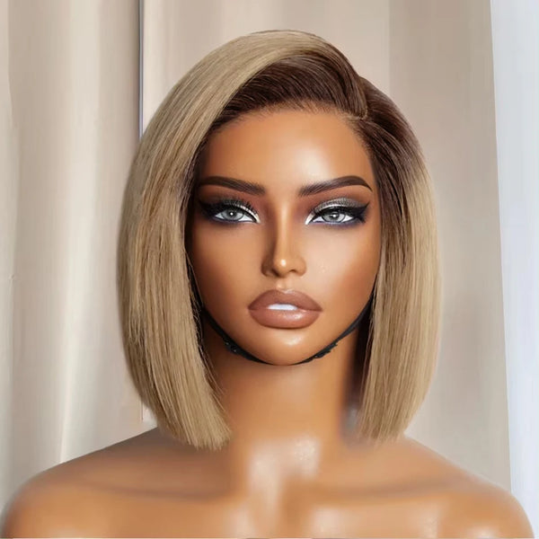 Sophianna Put On & Go Blunt Cut Straight Bob Wigs Minimalist HD Lace Frontal Wig Glueless Wig Human Hair Ready To Wear C Part