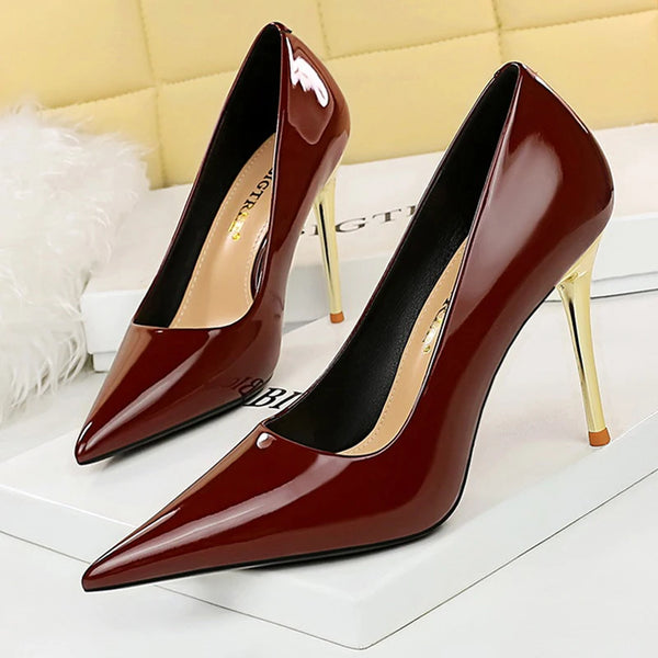 BIGTREE Shoes Woman Pumps Patent Leather High Heels Shoes Women Occupation OL Office Shoes Stiletto Women Heels Plus Size 43