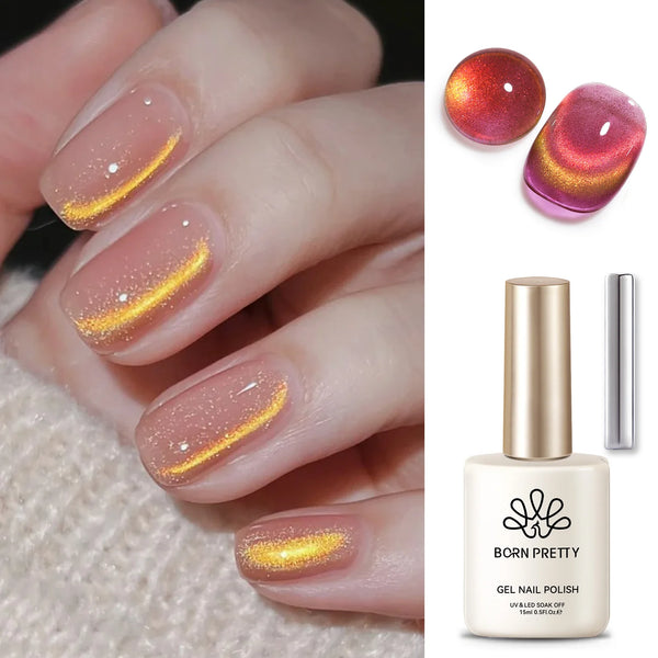 BORN PRETTY 15ml Tuberose Auroras Cat Magnetic Gel Nail Polish Gold Glitter Shine Soak Off UV Gel Nail Art Varnish NailSupplies