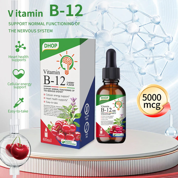 DHOP Vitamin B12 500mcg 60ml Liquid Healthcare Supplement Fast Absorpt