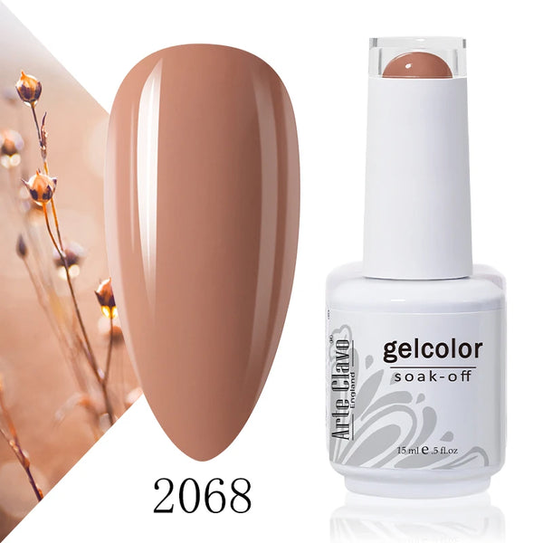 ArteClavo 15ml Nude Pink Colors Gel Nail Polish Hybrid Gel Lak Nail Polish New White Nail Art Vernis Varnish UV Top Manicure Set