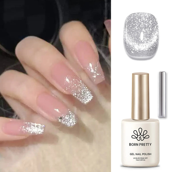 BORN PRETTY 15ml Tuberose Auroras Cat Magnetic Gel Nail Polish Gold Glitter Shine Soak Off UV Gel Nail Art Varnish NailSupplies