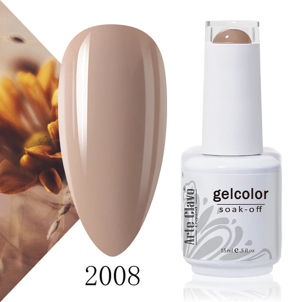 ArteClavo 15ml Nude Pink Colors Gel Nail Polish Hybrid Gel Lak Nail Polish New White Nail Art Vernis Varnish UV Top Manicure Set