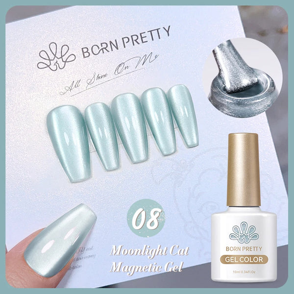 BORN PRETTY Sparkling Glass Bead Cat Magnetic Gel Nail Polish Flash White Spar Red Color Semi Permanent Soak Off UV Gel Varnish