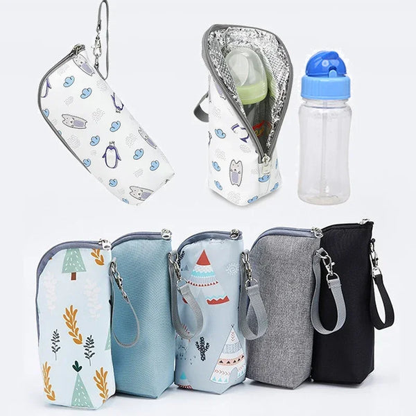 Baby Bottle Bag Portable Mother Feeding Bottle Warmer Baby Feeding Aluminum Mold Insulation Outing Stroller Hanging Bag