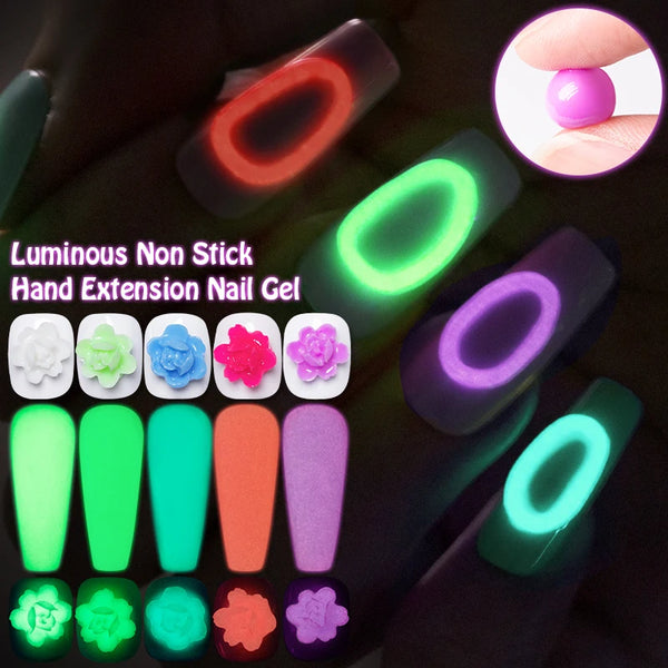 PUENTE 15ml Luminous Non Stick Hand Extension Nail Gel Polish Neon Color 3D Modelling Carve gel Soak Off Semi-Permanant Varnish