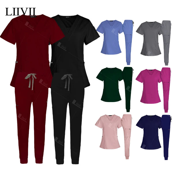 Wholesale Jogger Suit Doctor Nurse Surgical Uniforms Hospital Medical Scrubs Set Women Beauty Spa Wear Doctor Uniform Multicolor