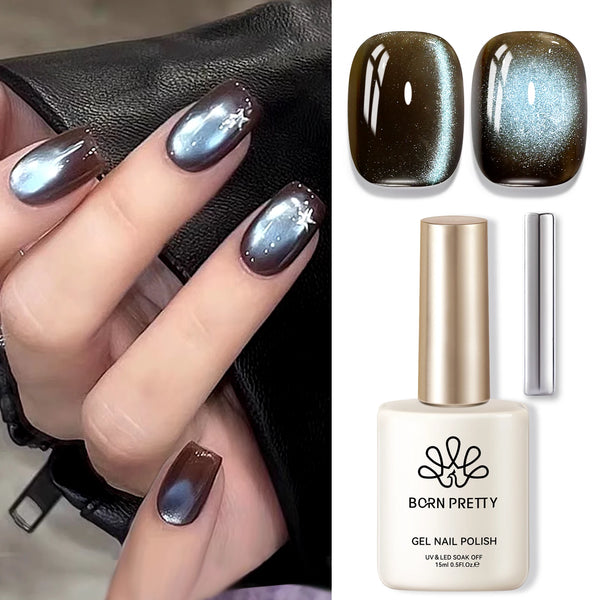 BORN PRETTY 15ml Tuberose Auroras Cat Magnetic Gel Nail Polish Gold Glitter Shine Soak Off UV Gel Nail Art Varnish NailSupplies