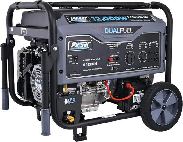 G12KBN Heavy Duty Dual Fuel Portable Generator 12,000 Watt Space Gray 457cc Single Cylinder 4-stroke Air Cooled OHV Engine